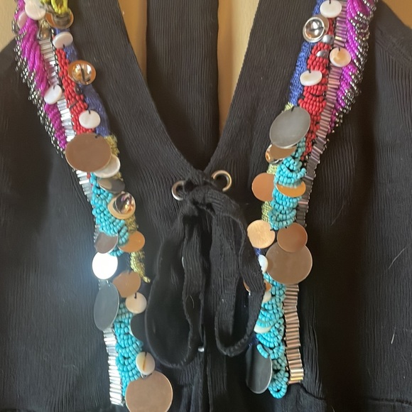 NANETTE LEPORE temptress tunic beaded SzM halter Tback NWT - Picture 2 of 9